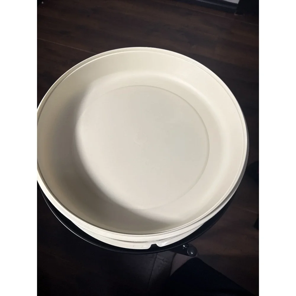 Vintage Tupperware 1665‎ Serving Tray Cream Veggie Dip Party Platter W/ Lid 1666